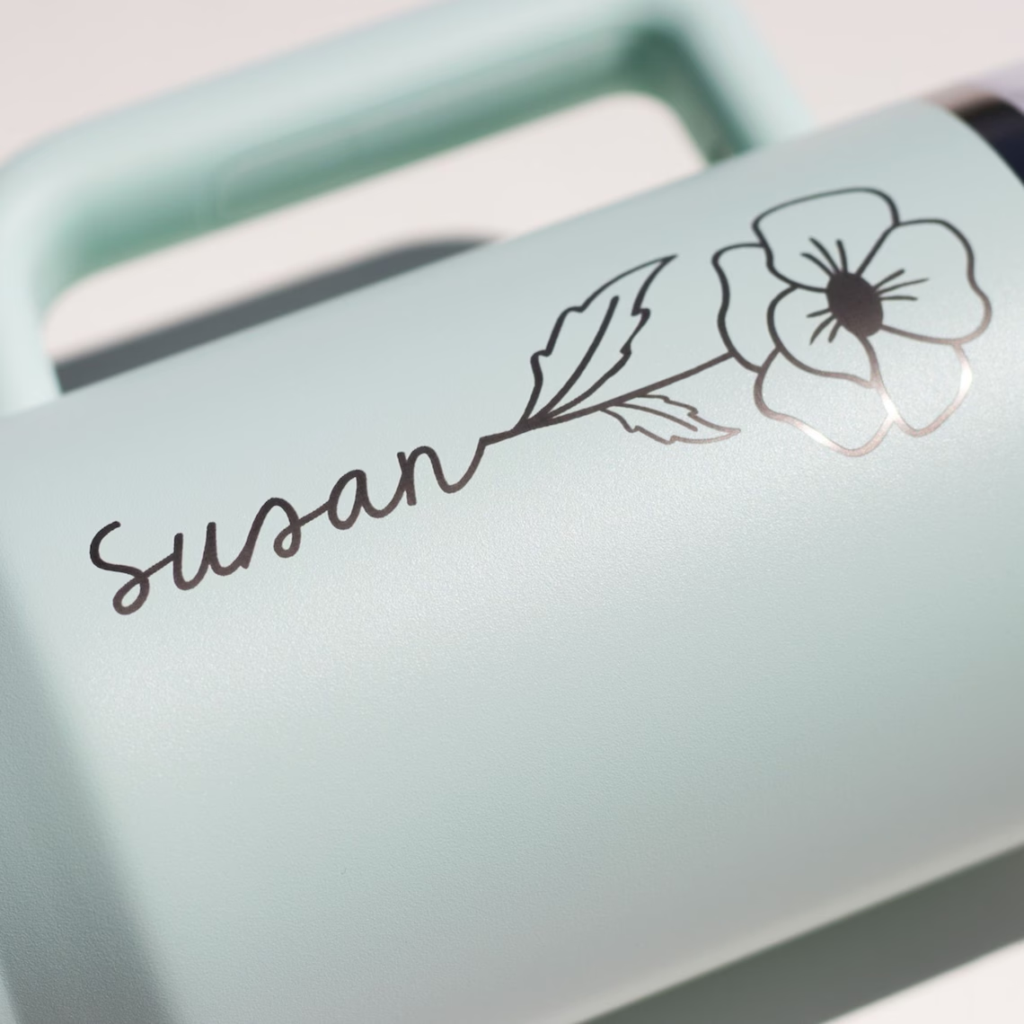 Birth Flower Personalized Tumbler With Straw, Lid and Handle | Ideal Personalized Gifts for Loved One
