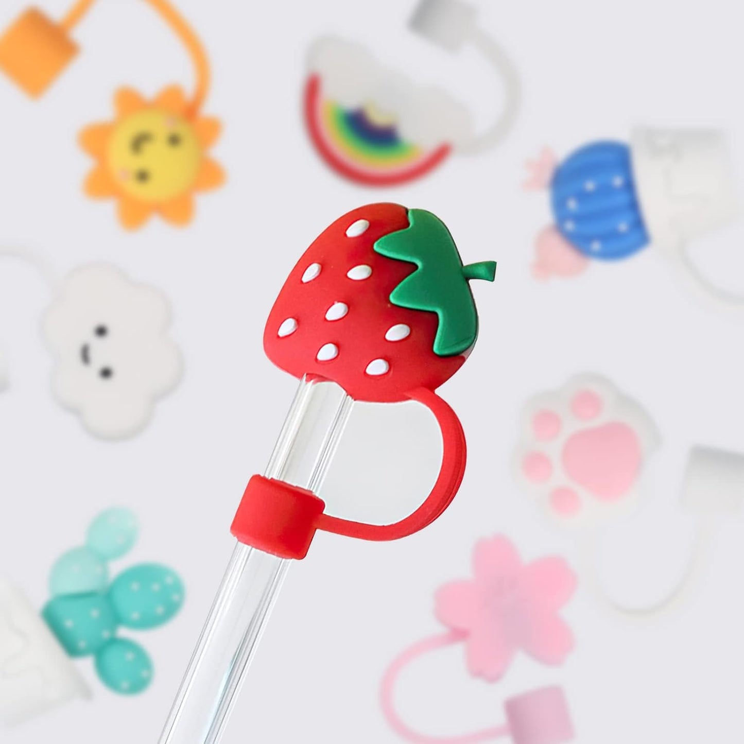 Silicone Straw Toppers – Cute & Reusable Dust Covers for Straws | Set of 4 Straw cap