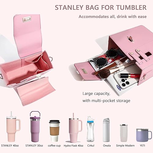 Strawvarie Crossbody Bag for Tumbler – Adjustable Water Bottle Holder with Multi-Pocket Storage