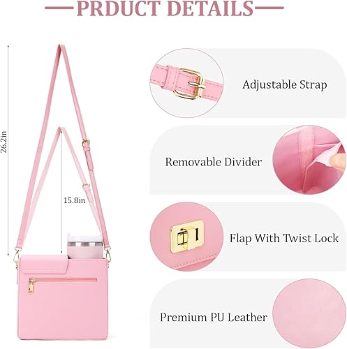 Strawvarie Crossbody Bag for Tumbler – Adjustable Water Bottle Holder with Multi-Pocket Storage