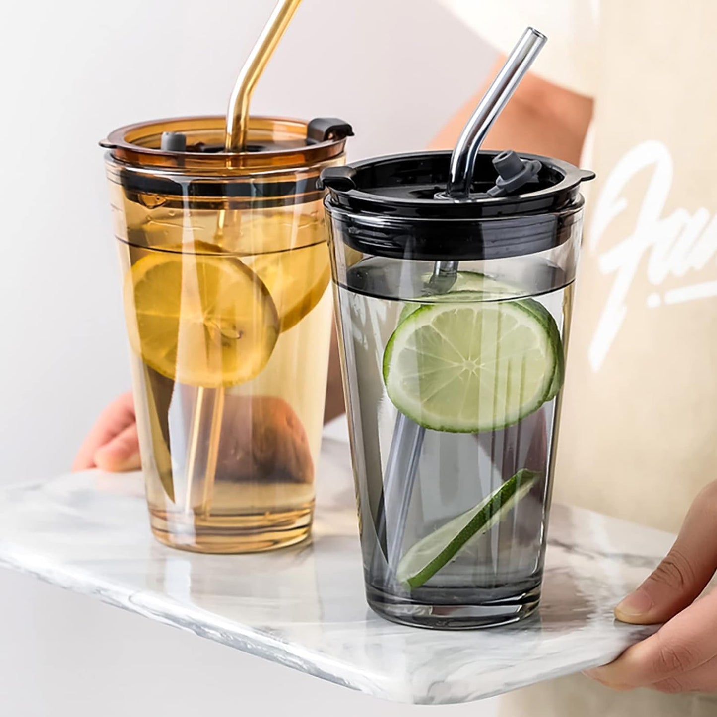 Glow — 510 ml Glass Sipper with Lid