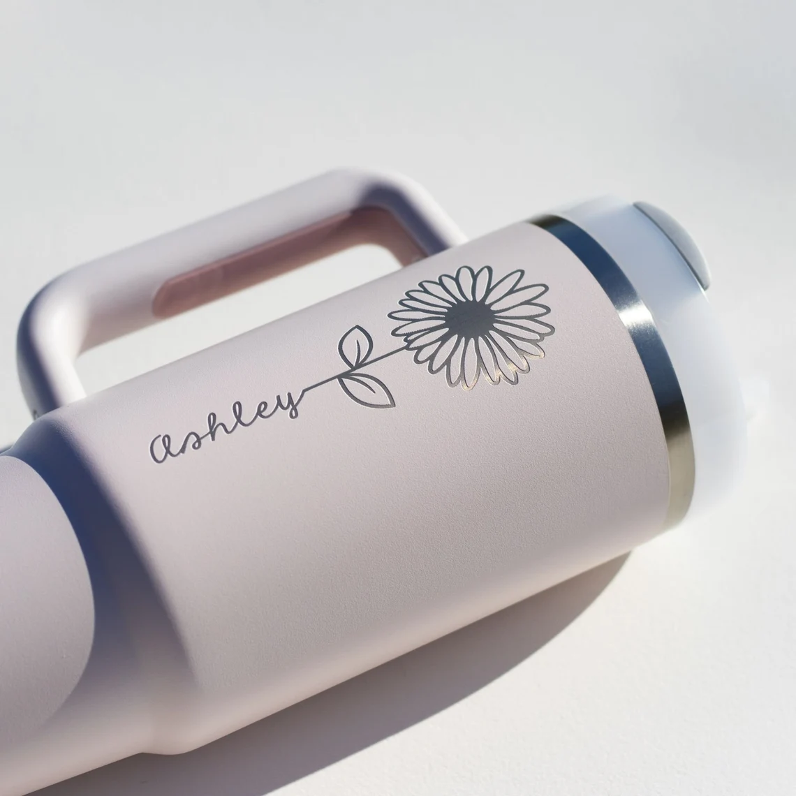 flower personalized tumbler with straw and lid