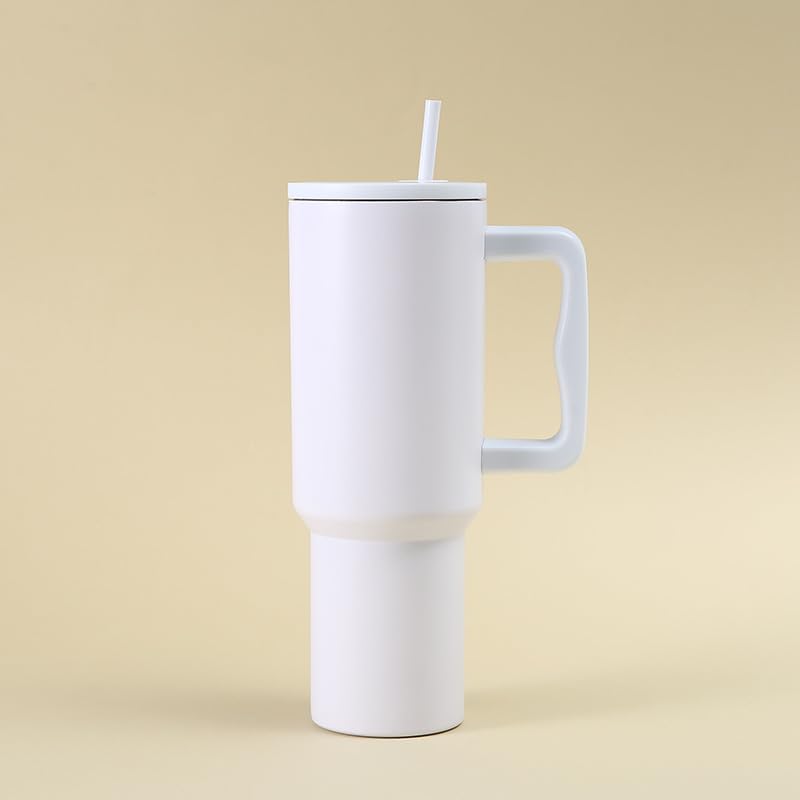 leak proof tumbler with lid and straw white premium