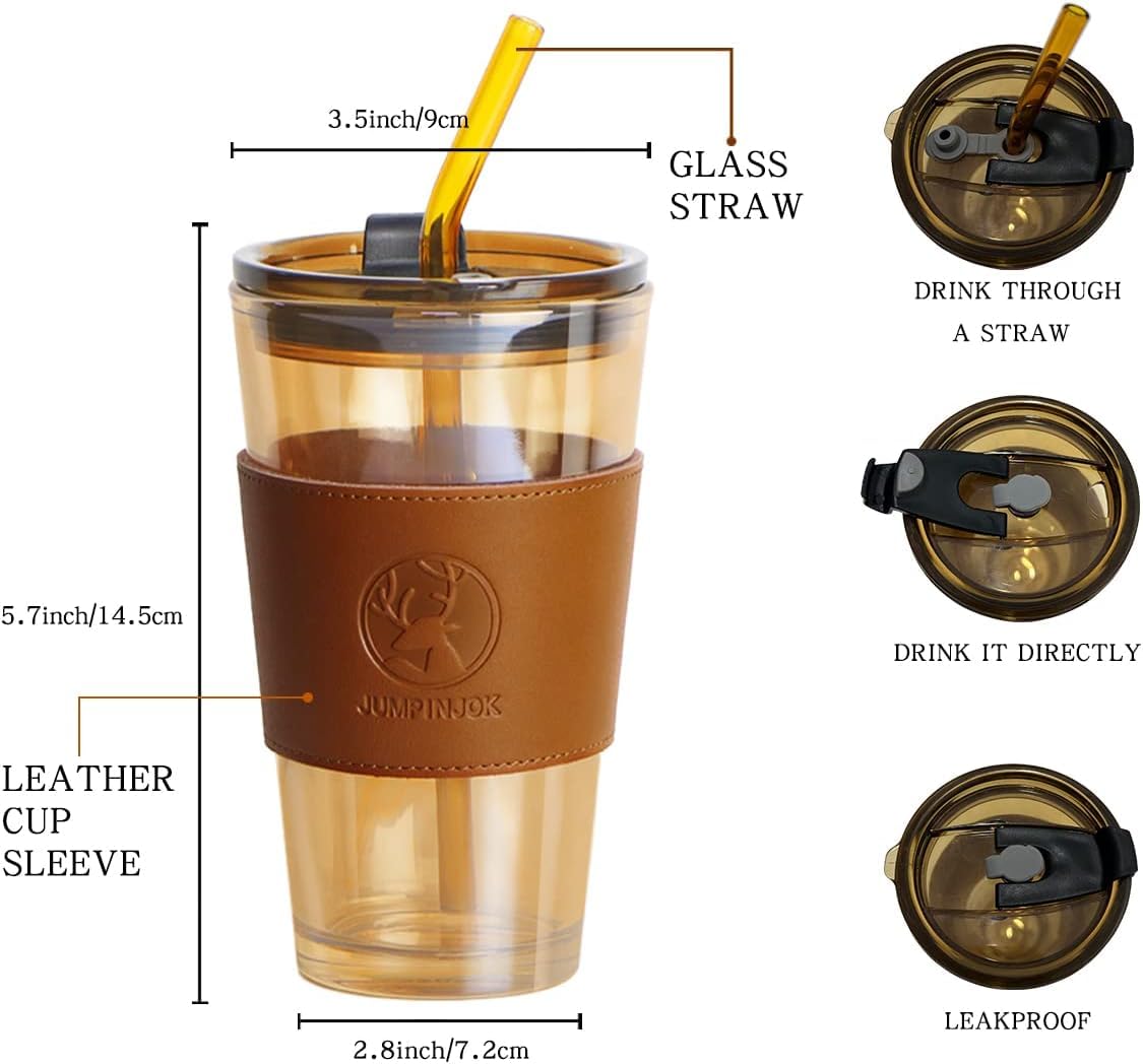 Glow — 510 ml Glass Sipper with Lid