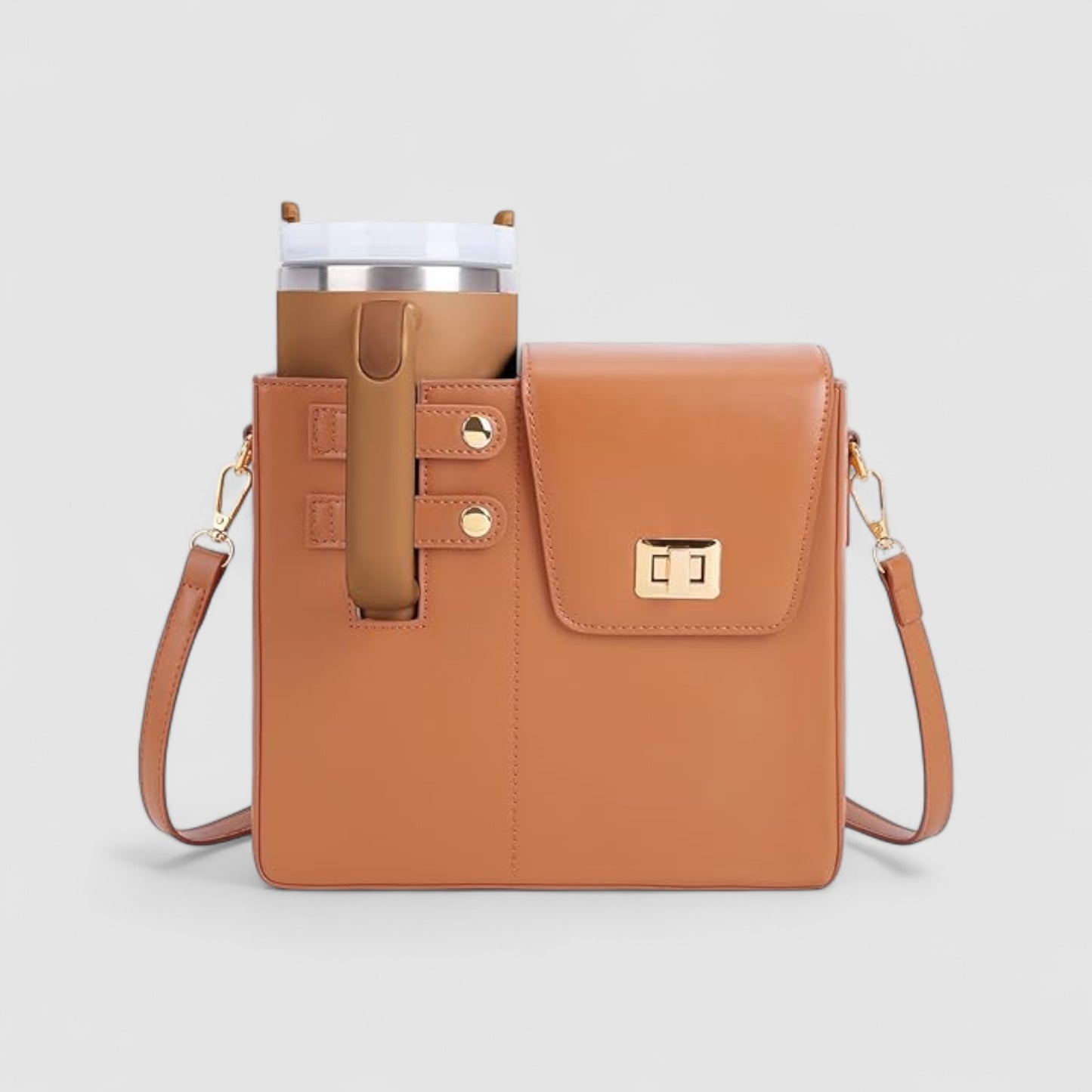 Strawvarie Crossbody Bag for Tumbler – Adjustable Water Bottle Holder with Multi-Pocket Storage