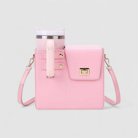 Strawvarie  Crossbody Bag for Tumbler – Adjustable Water Bottle Holder with Multi-Pocket Storage