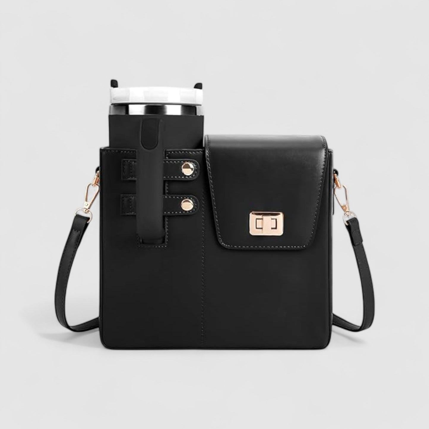 Strawvarie Crossbody Bag for Tumbler – Adjustable Water Bottle Holder with Multi-Pocket Storage