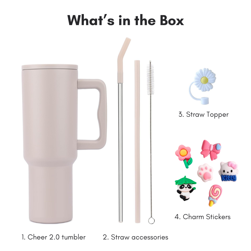 Personalized Cheer 2.0 — 1200ml Leak Resistant Tumbler With Handle, Straw and Lid