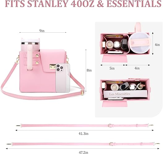 Strawvarie  Crossbody Bag for Tumbler – Adjustable Water Bottle Holder with Multi-Pocket Storage