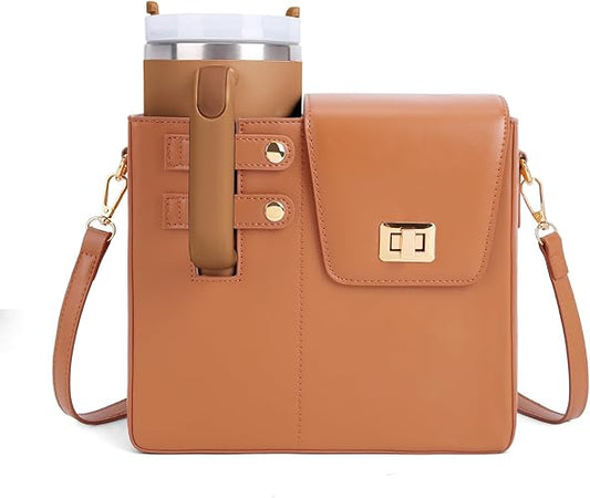 Strawvarie  Crossbody Bag for Tumbler – Adjustable Water Bottle Holder with Multi-Pocket Storage