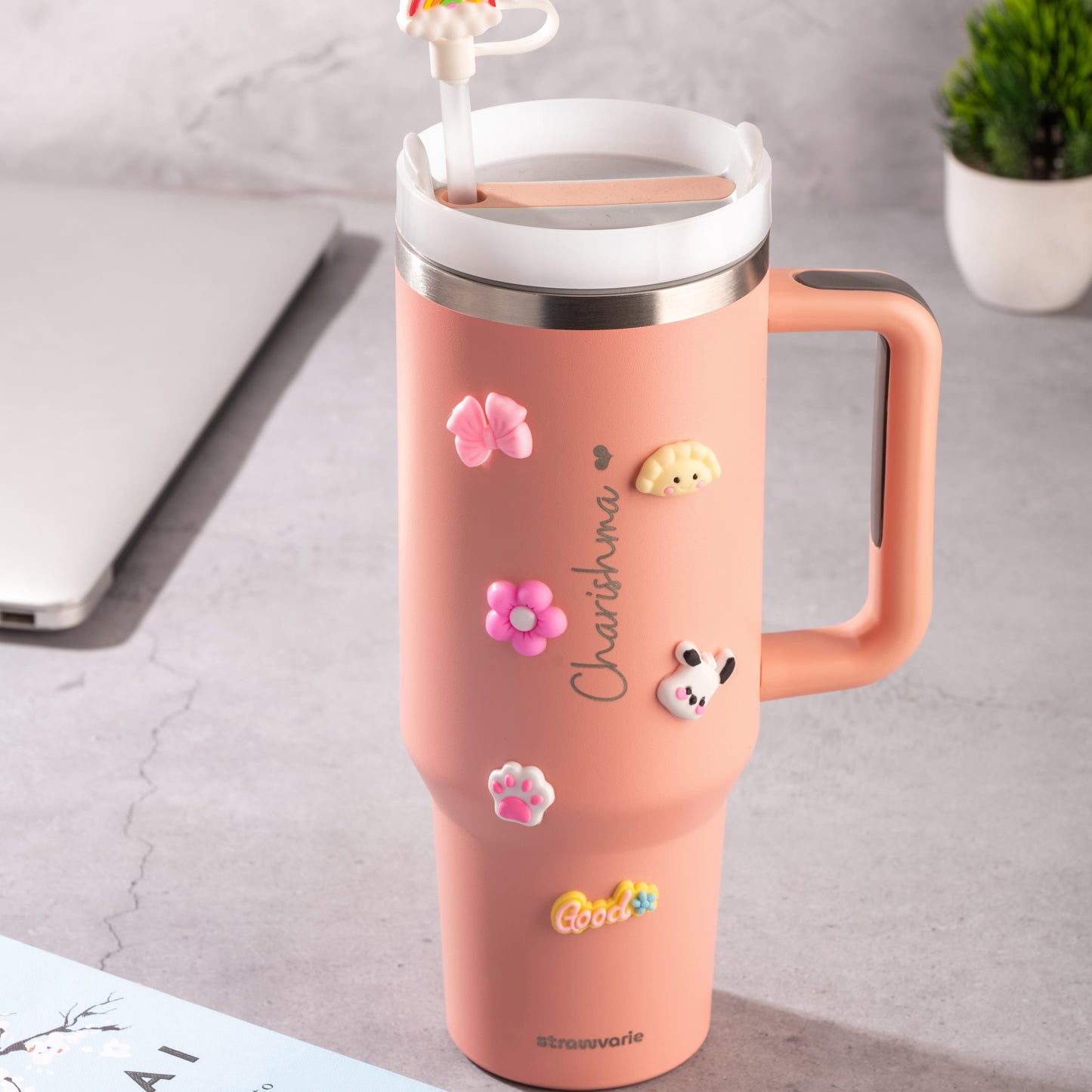 Cute 3D Tumbler Charms – DIY Sticker Set for Water Bottle, Phone cases and more (Set of 4)