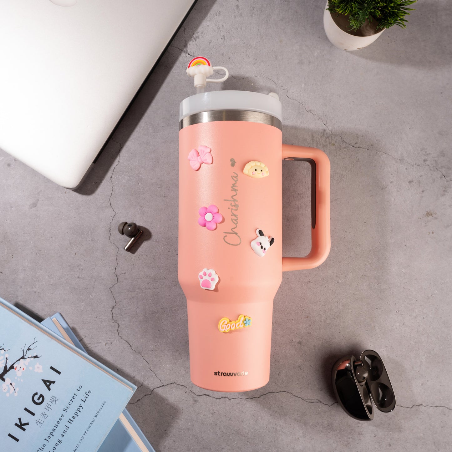 Cute 3D Tumbler Charms – DIY Sticker Set for Water Bottle, Phone cases and more (Set of 4)