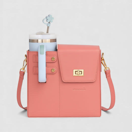 Strawvarie  Crossbody Bag for Tumbler – Adjustable Water Bottle Holder with Multi-Pocket Storage